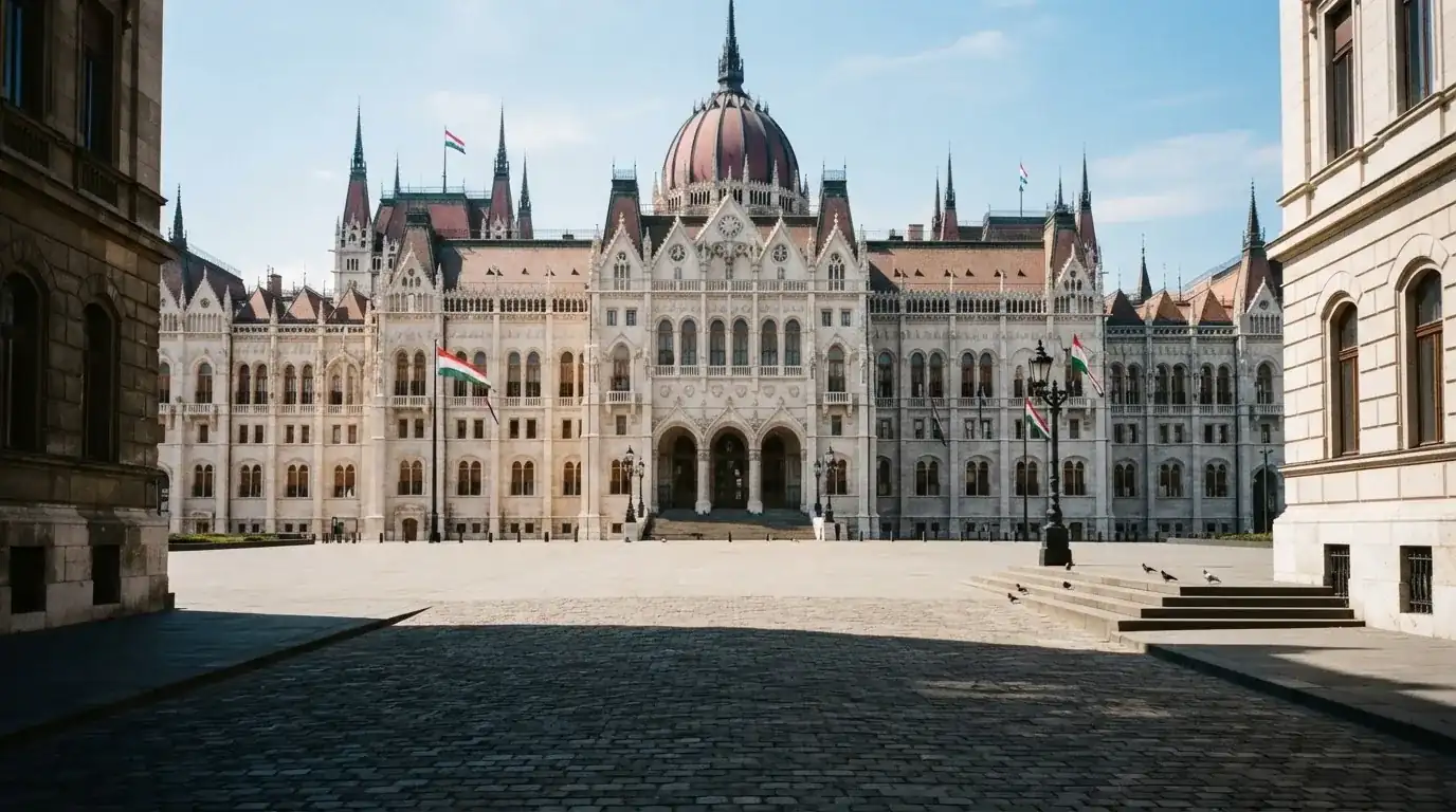 Historická úřední budova s vlajkami na slunečném náměstí — nejlepší krypto casino pro české hráče