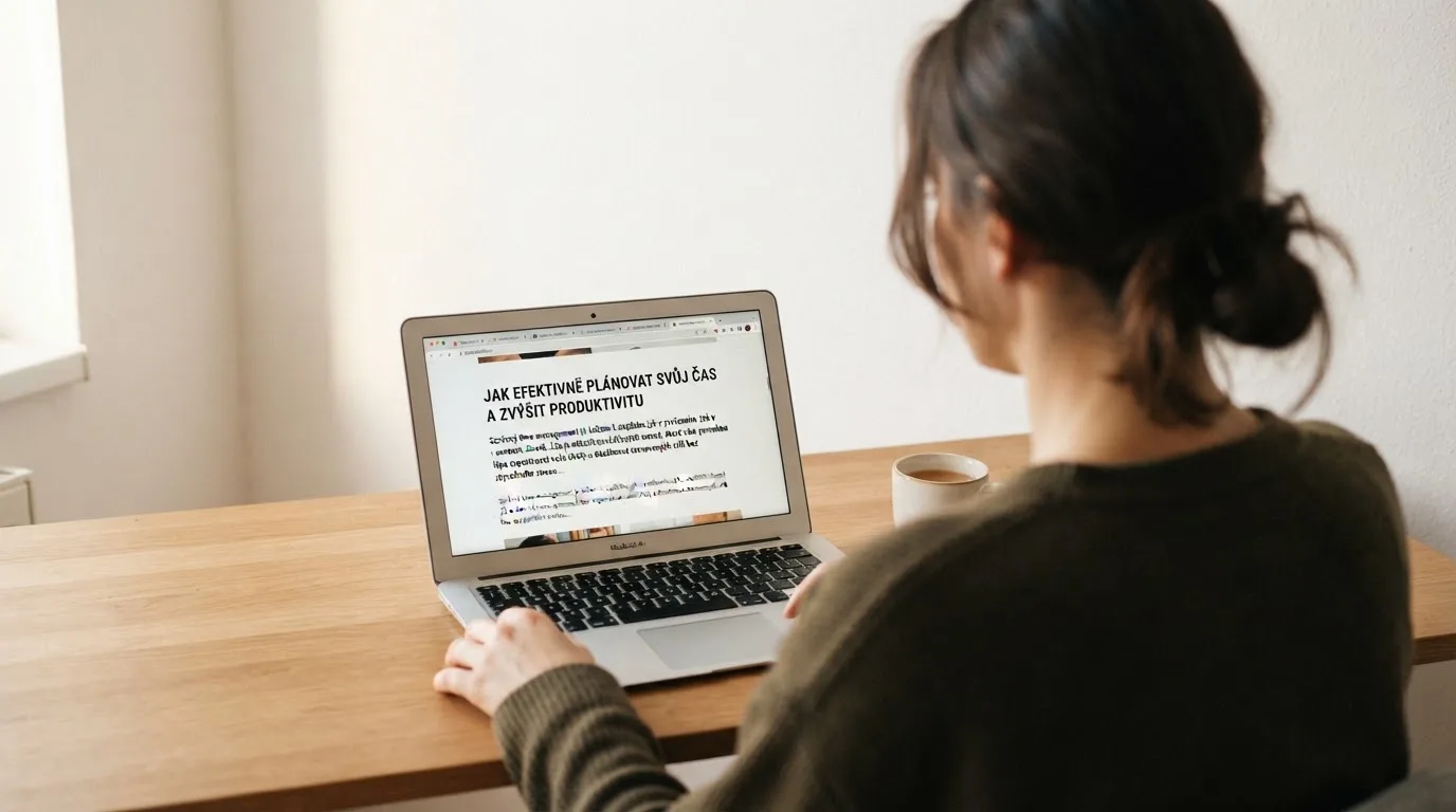 Člověk u notebooku čte informační stránku o online hazardu v Česku — nejlepší online casino CZ